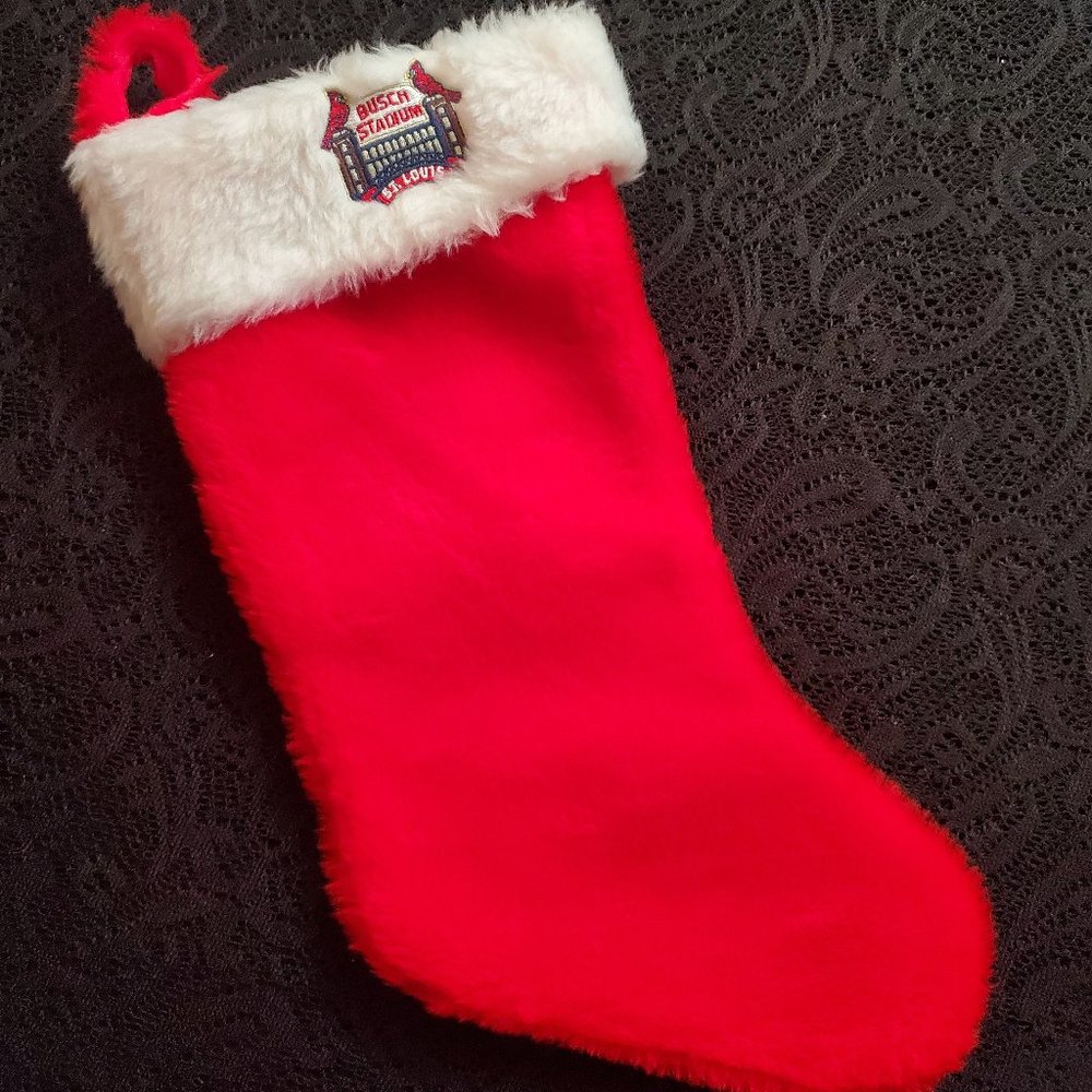UNUSED StL Cardinals Busch Stadiums fuzzy Christmas stocking